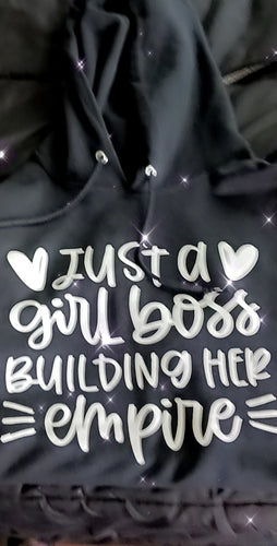 Just A Girl Boss Hoodie Black with white