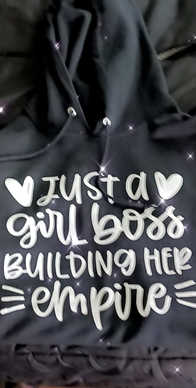 Just A Girl Boss Hoodie Black with white